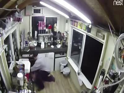 A Man Crawls Through a Coffee Stand Window and Tries to Kidnap and Assault a Bikini Barista