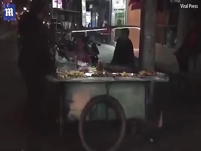 Shocking moment tourist covered in blood after being punched in the head