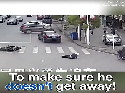 Three brave drivers chase a hit and run criminal