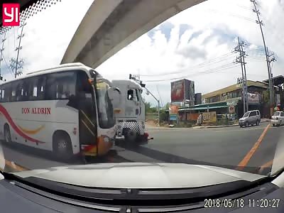Truck Runs Over Biker in Blind Spot