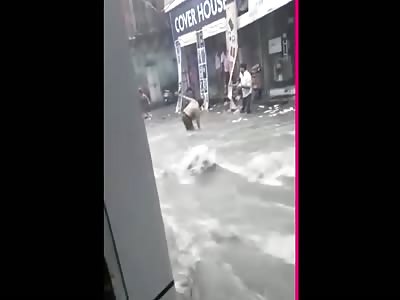 Man pulls 3-year-old from raging waters before she's swept away