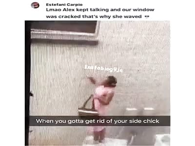 Lady films her neighbor getting rid of his side bitch