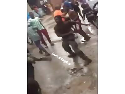 A civilian seen fighting a soldie