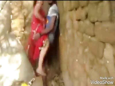 Indian girl caught while fucking outdoors