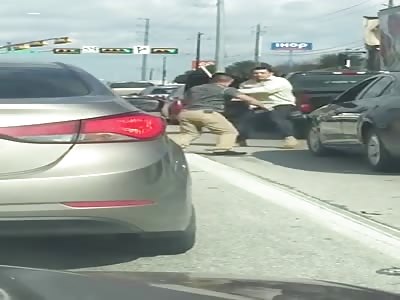 Road rage ends in stick fight