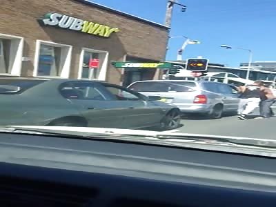 Guy tries to start something with who he thinks is an easy target 