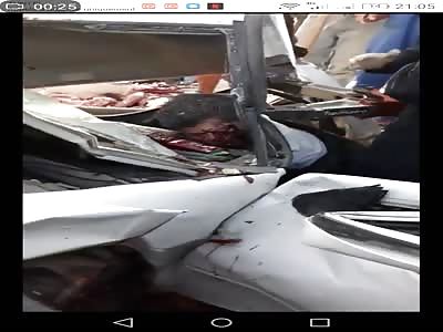 Dead Body of the Driver Stuck after the Brutal Accident in Tunisia  