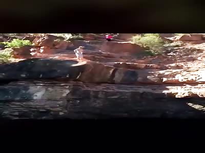 stupid bitch fall on here ass from cliff