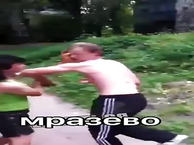 russian drunk couple fight