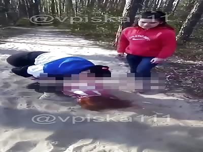 Russian girls fighting in the snow 