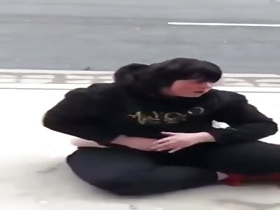 Boy beat the shit out of big bitch 