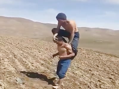 Asshole breaking his neck after stupid  stunt 