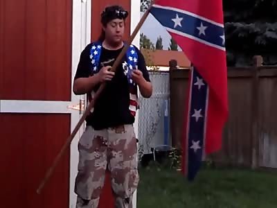 Dipshit sets his head on fire.