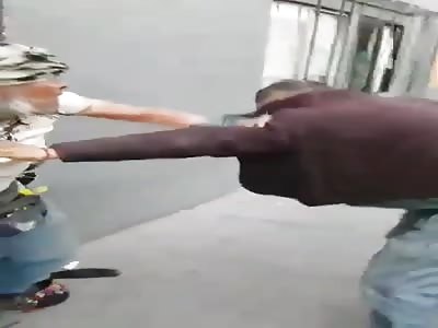 Drunk fighting in street 