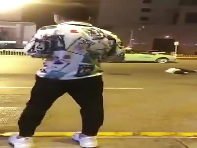 Chinese gang fighting in street 