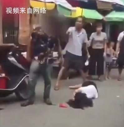 Ruthless Man Sends Her into the Concrete (Another Angle)