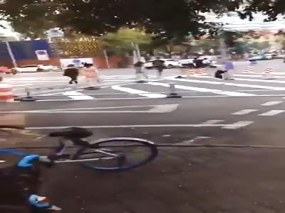 Old Chinese man stabbed woman passing a street in the neck 