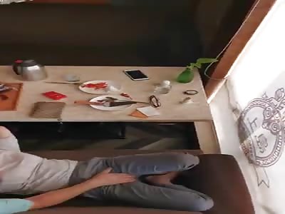 Horny Couple caught naughty playing in restaurant 