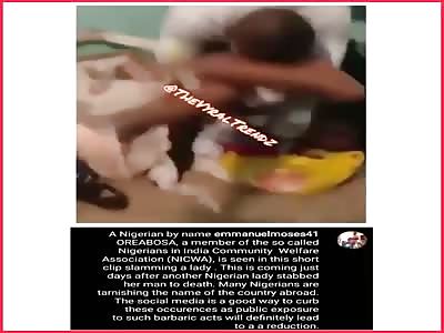 Nigerian Man Seen Body Slam A Lady On The Floor During A Fight.