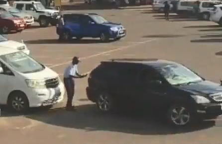 Worker Crushed by Moronic Female Driver. 