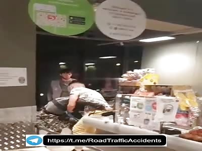 Two Russian dealing with unmasked asshole