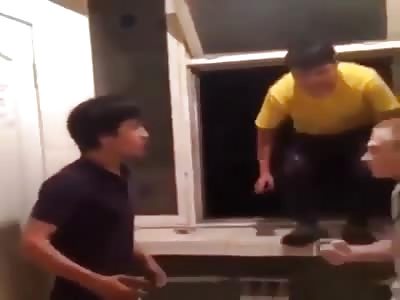 Drunk Russian neighbor fighting 