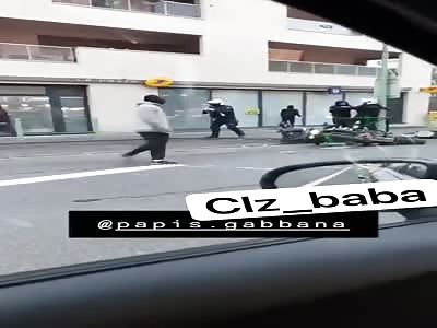 Confronting police in Paris 