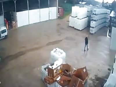 Dog comes out of nowhere and bites a man.