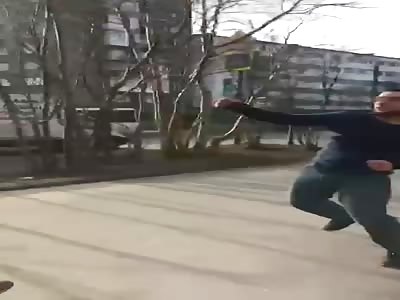 Russian  beat the shit out of Chechenian loud mouth asshole 