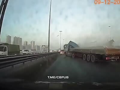 truck with concrete blocks caused a serious accident