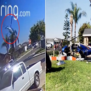 2 Hurt when Helicopter Crashes In Yard of California Home.