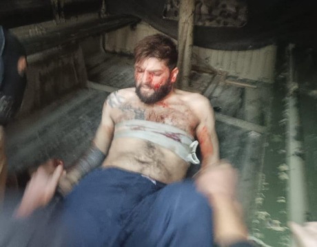 Lebanese police special forces transporting wounded criminal 