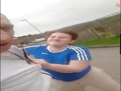  Crazy Northern Ireland Woman Punches Dude then Stabs Him In the Back of the Head Dude Just Walks It Off