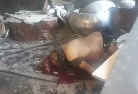 Aftermath of terrorist explosion in coffee shop in Moscow 