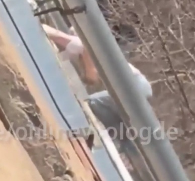 woman, fleeing from her monster husband, jumped out of a hostel window