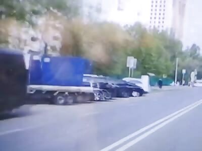 Stupid schoolgirl crossing street crashed dead under bus