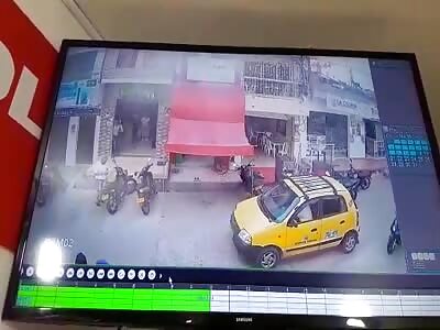 Father and son on motorcycle crashed dead by big truck 