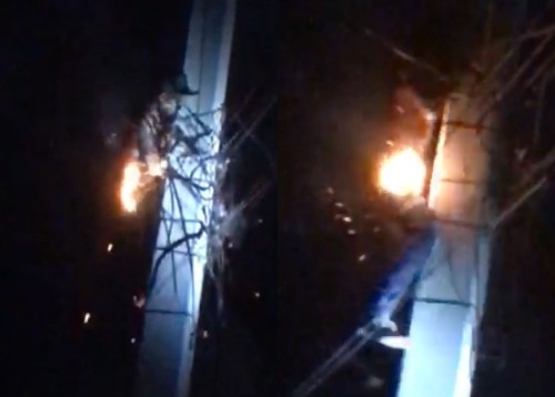 Electrocuted Man Burns Alive On Utility Pole
