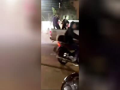 After sorting, a man falls out of a truck 