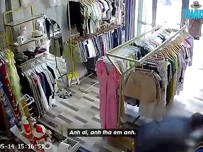 Perv finds one mother alone tending the store.