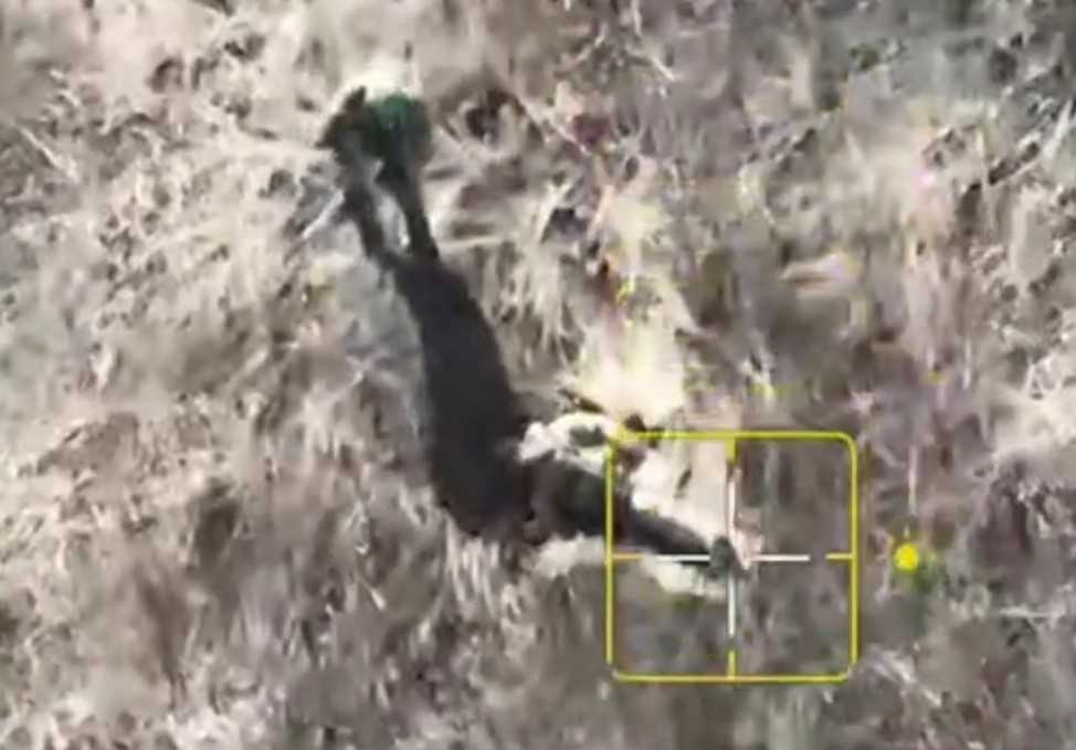 Russian soldier takes out two enemies. 