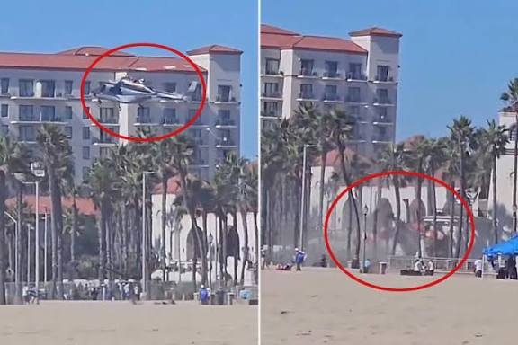 5 injured after helicopter loses control, crashes steps from bustling California beach