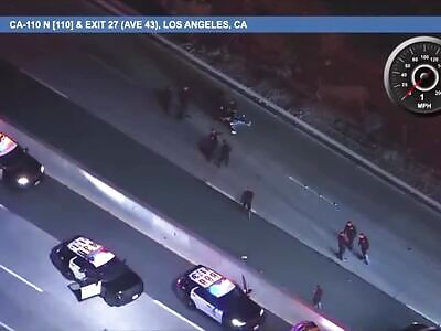 Suspect In Pursuit, Struck By Car, After Trying.To Run On The Freeway