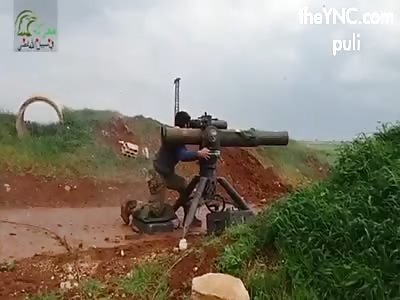 Rebels have blown up an Assad pick-up truck full of pro-Assad forces with TOW