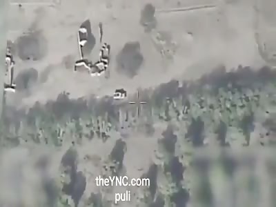 Video shows Saudi airstrikes blowing up Houthis in Yemen.
