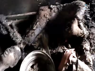 Video shows the dead Syrian army and BMP destroyed the vehicle in the foot district south of Damascus