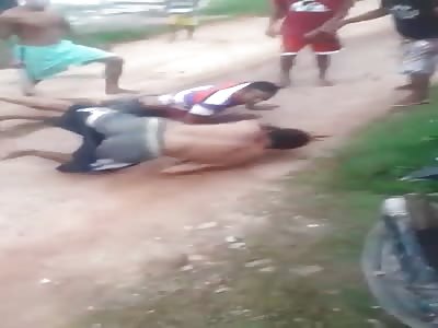 Wtf .. man punished with sticks machetes