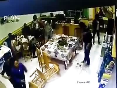 CCTV. THE MAN RECEIVES CUT. ON THE FACE WITH THE KNIFE