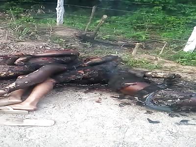 Three elements possibly involved with drug trafficking executed partially charred bodies.