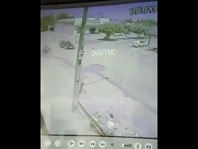 Strong impact. Between motorcycle and car